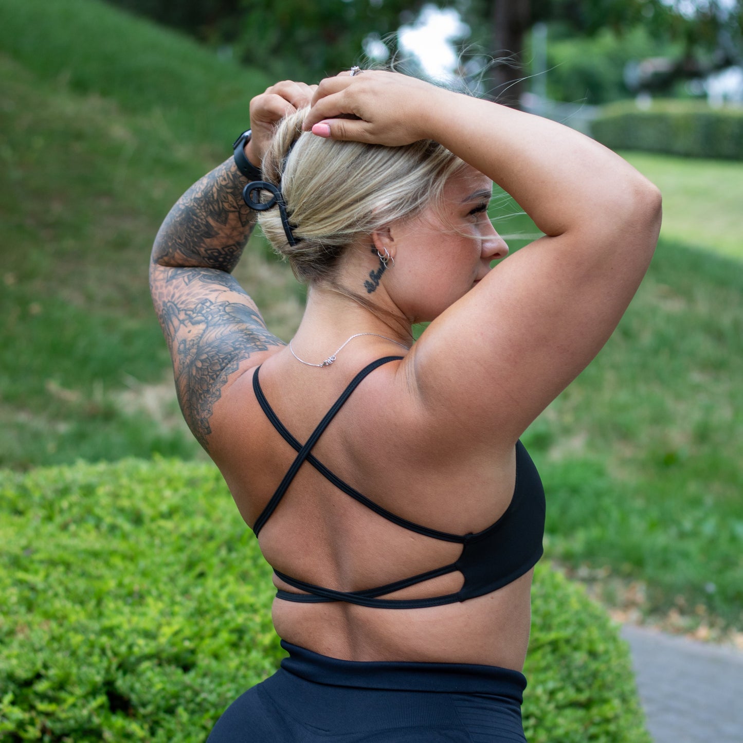 Cross Back Bra Black